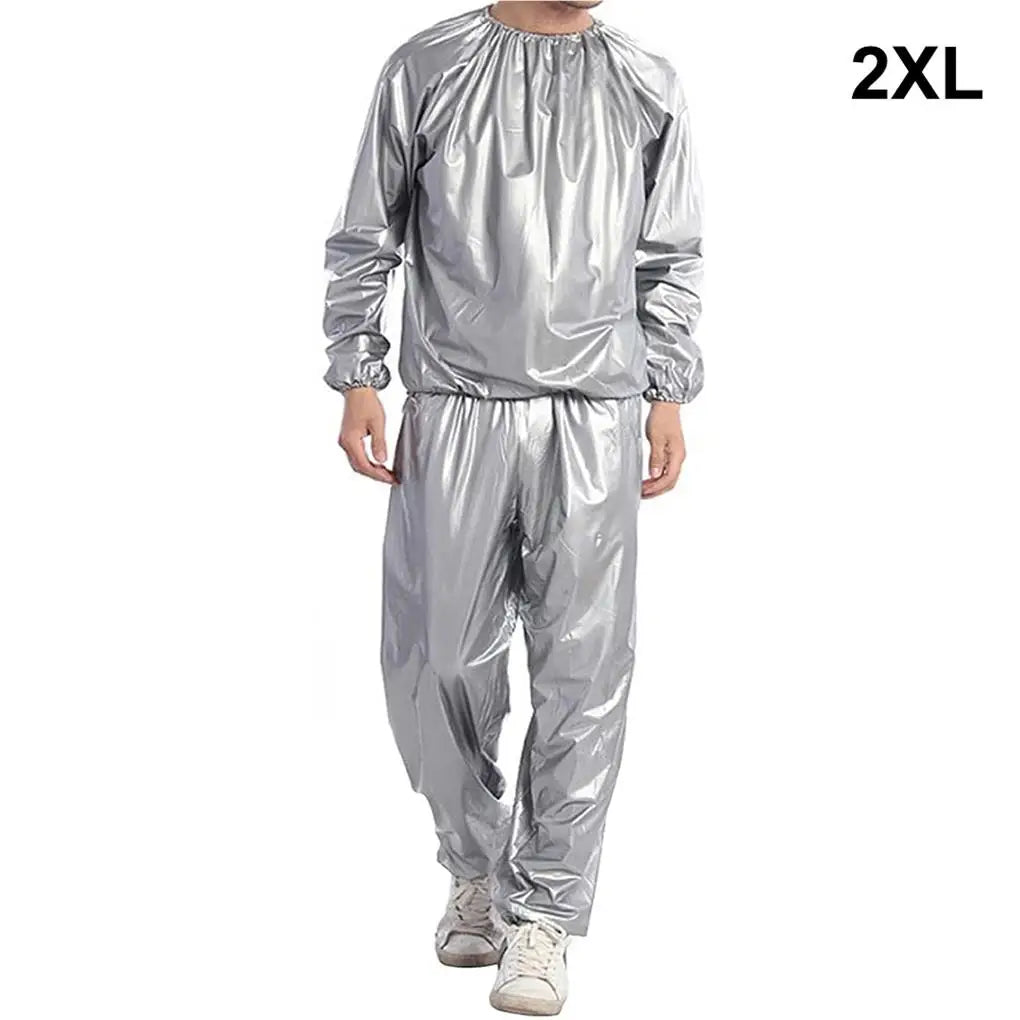 Fitness Sweat Sauna Suit Heavy Duty Weight Loss Exercise Training Pants Bodybuilding Calories Men Women Black XL