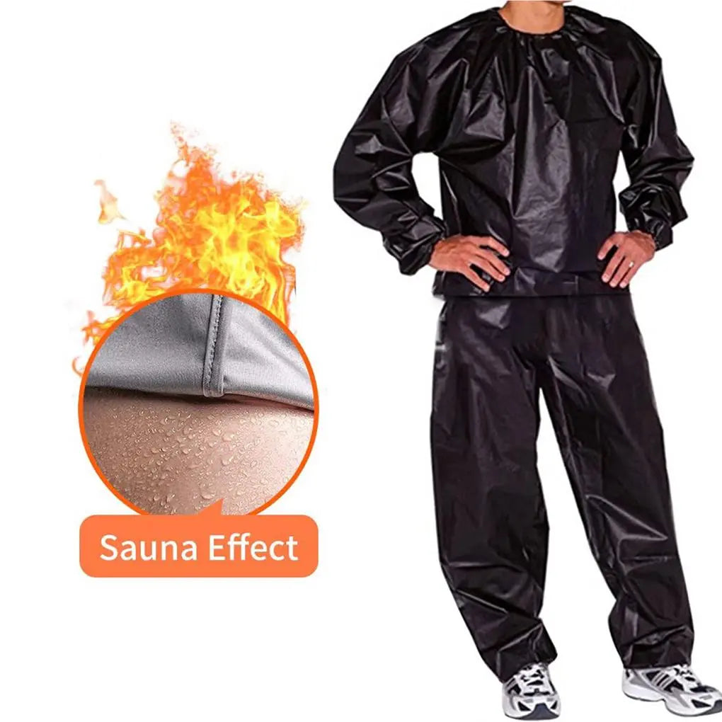 Fitness Sweat Sauna Suit Heavy Duty Weight Loss Exercise Training Pants Bodybuilding Calories Men Women Black XL