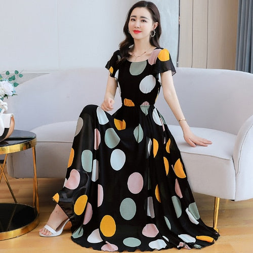 White Black Maxi Long Teen Girls Dress Summer 2021 Kids Clothes Short Sleeves Children's Dresses Holiday Beach Fashion Clothing