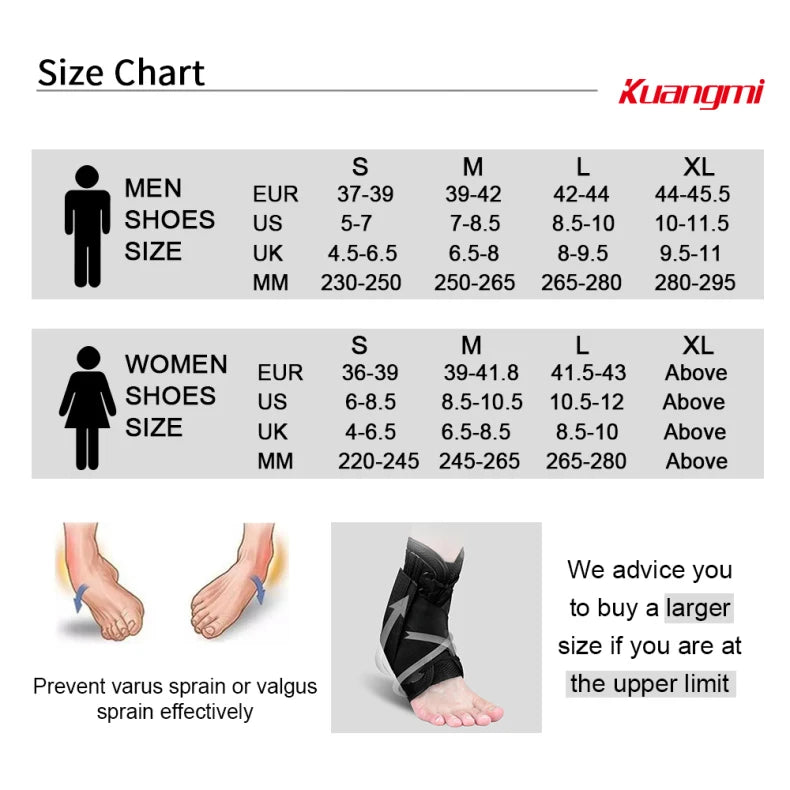Kuangmi Ankle Brace Support Sports Adjustable Ankle Straps Foot Stabilizer Orthosis Football Compression Ankle Socks Protector
