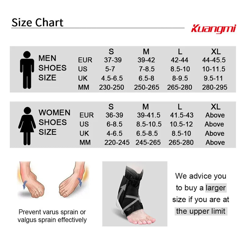 Kuangmi Ankle Brace Support Sports Adjustable Ankle Straps Foot Stabilizer Orthosis Football Compression Ankle Socks Protector