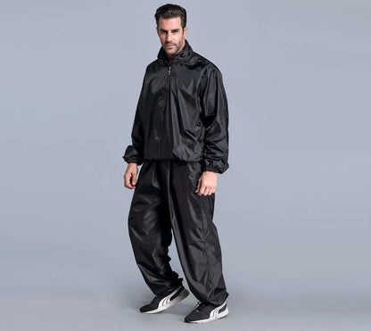 Heavy Duty Sauna Suit Men Fitness Weight Loss Sweat Exercise Gym Sets Anti-Rip Handsom Running Burning Grease Bodybuilding Black