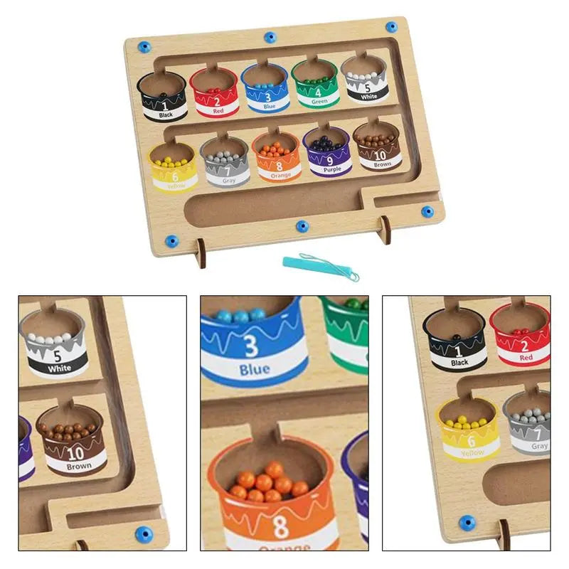 Wooden Magnetic Color Number Maze With 55 Beads - Color Game For Kids