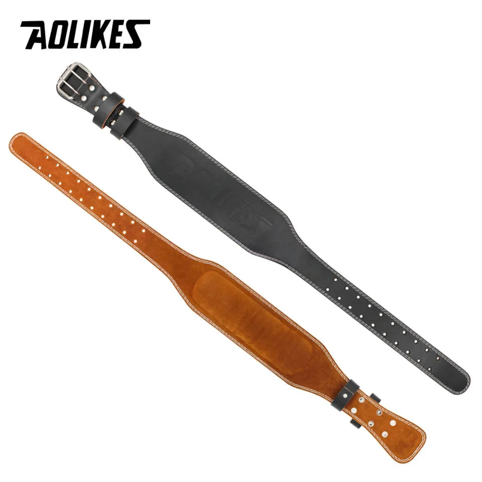 AOLIKES Cowhide Gym Fitness Buckle Weightlifting Belt Waist Belts for Squats Dumbbell Training Bodybuilding Lumbar Brace Protect