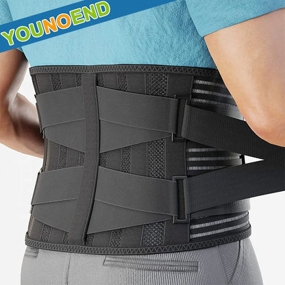 Elstiac Lumbar Back Belt Waist Support Trainer Adjustable Lumbar Pad with 6 Stays Abdominal Binder Fitness Gym Belts Women Men