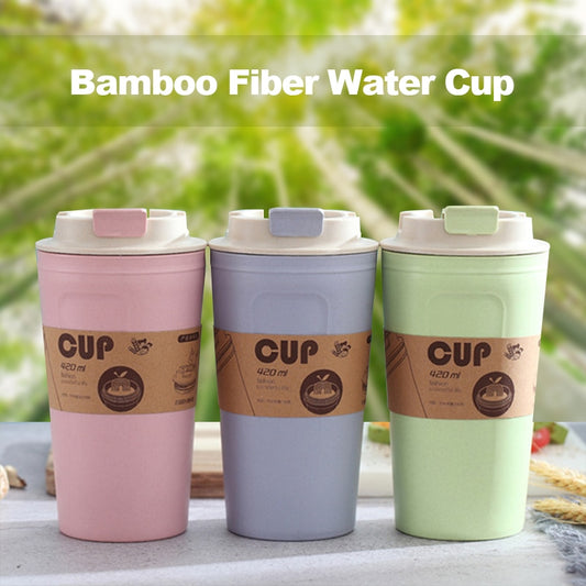 Portable Reusable Bamboo Fiber Coffee Cups Eco Friendly Non-Slip Solid Travel Car Mugs