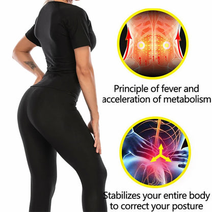 Slim Sauna Suit For Women Short Sleeve High Compression Sweating Workout Tops Body Sculpting Tummy Control Athletic Tee