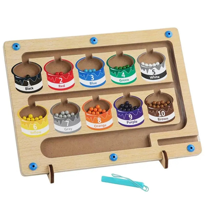 Wooden Magnetic Color Number Maze With 55 Beads - Color Game For Kids