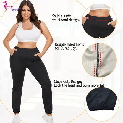 SEXYWG Sauna Suit for Women Weight Loss Jacket Leggings Hot Sweat Set Fat Burner Tops Trousers Ladies Body Shaper Running Gym