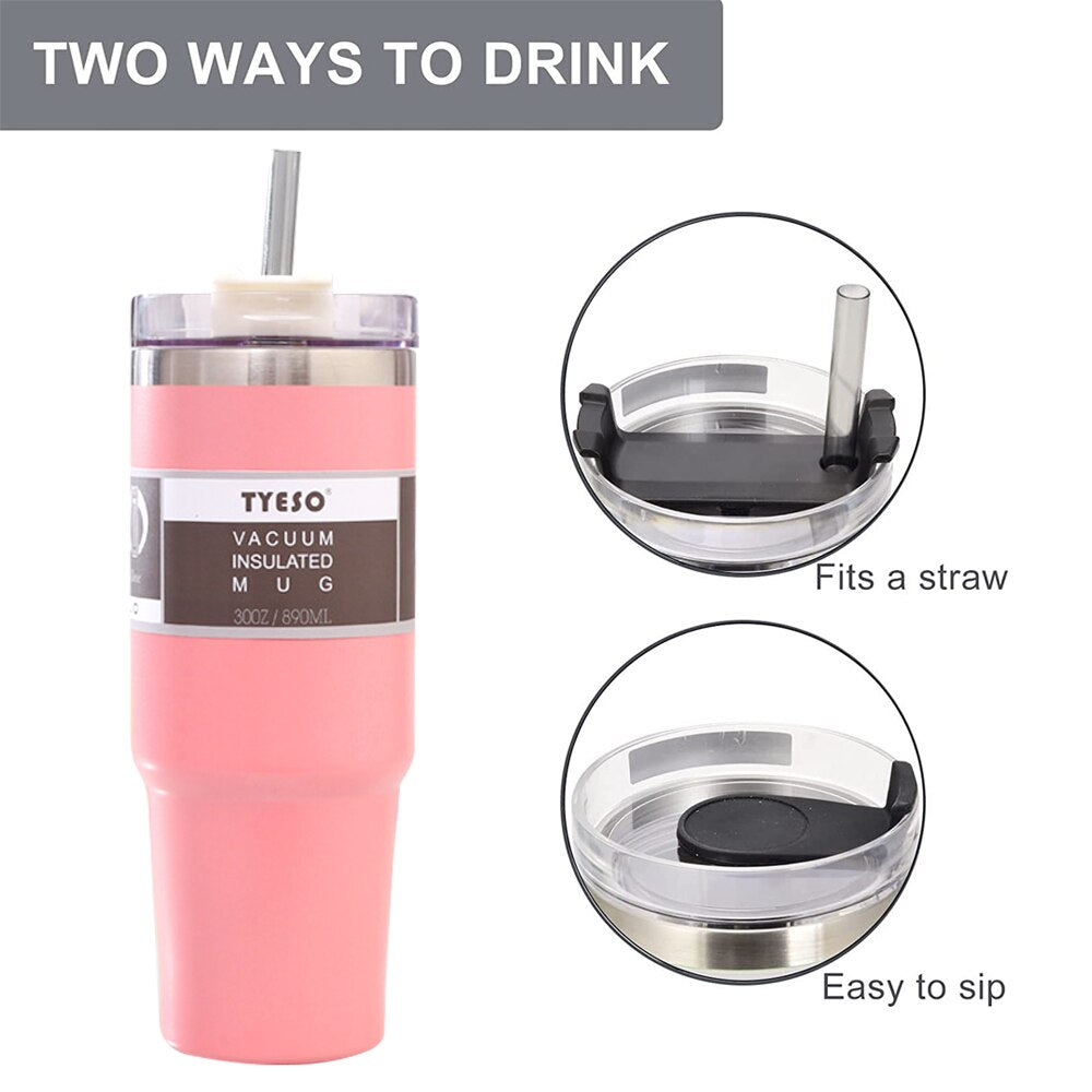 Thermal Cup Coffee Mug Stainless Steel Vacuum Flask Tumbler with Straw