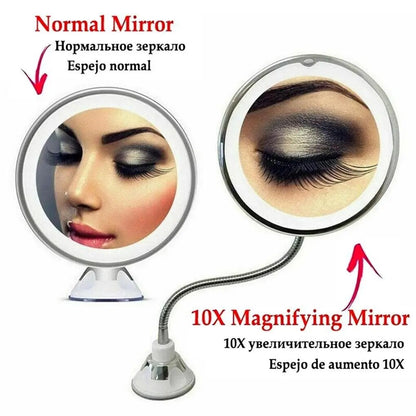 Rotation 10X Makeup Mirror with LED Light Foldable Magnifying Tool Vanity Mirrors Travel Home Dressing Table Accessories