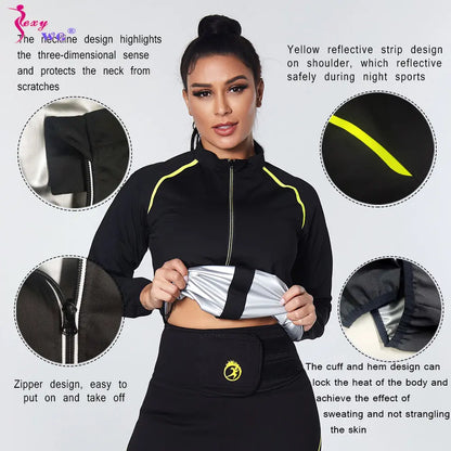 SEXYWG Sauna Suit for Women Weight Loss Jacket Leggings Hot Sweat Set Fat Burner Tops Trousers Ladies Body Shaper Running Gym