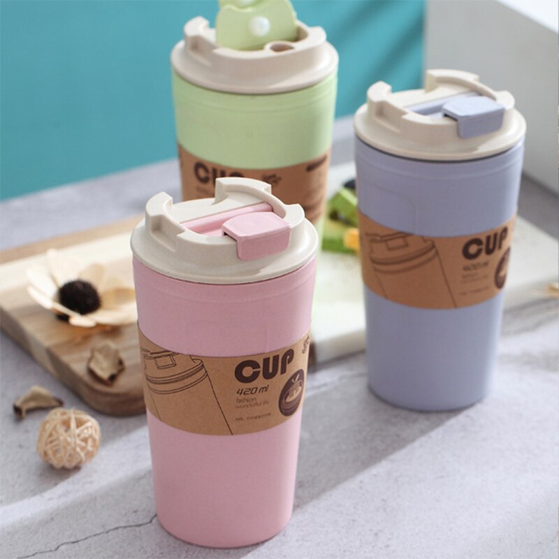 Portable Reusable Bamboo Fiber Coffee Cups Eco Friendly Non-Slip Solid Travel Car Mugs