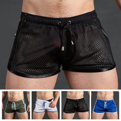 Quick Drying Sports Shorts For Men Fitness Training Gym Casual Mesh Breathable Soft Beach Trunks Short Pants Clothing