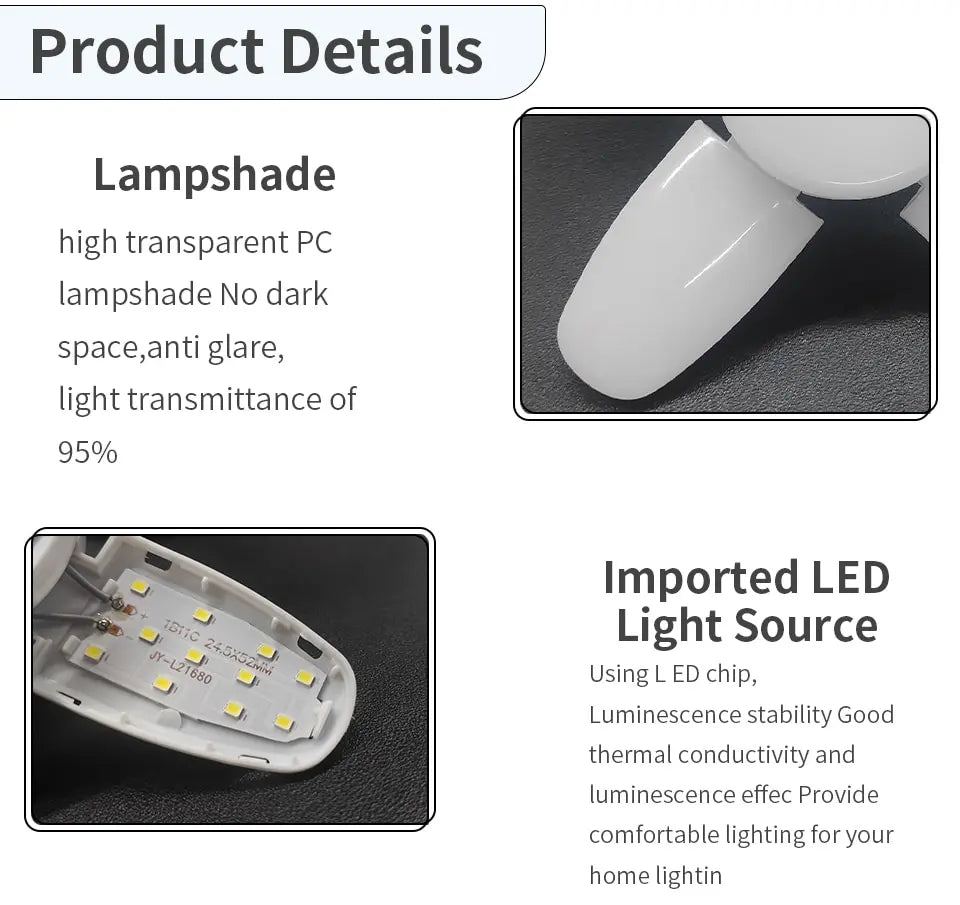 E27 Fan Shape LED Bulb AC220V 28W Foldable Led Light Bulb Lampada For Home Living Room Warehouse Garage Ceiling Light
