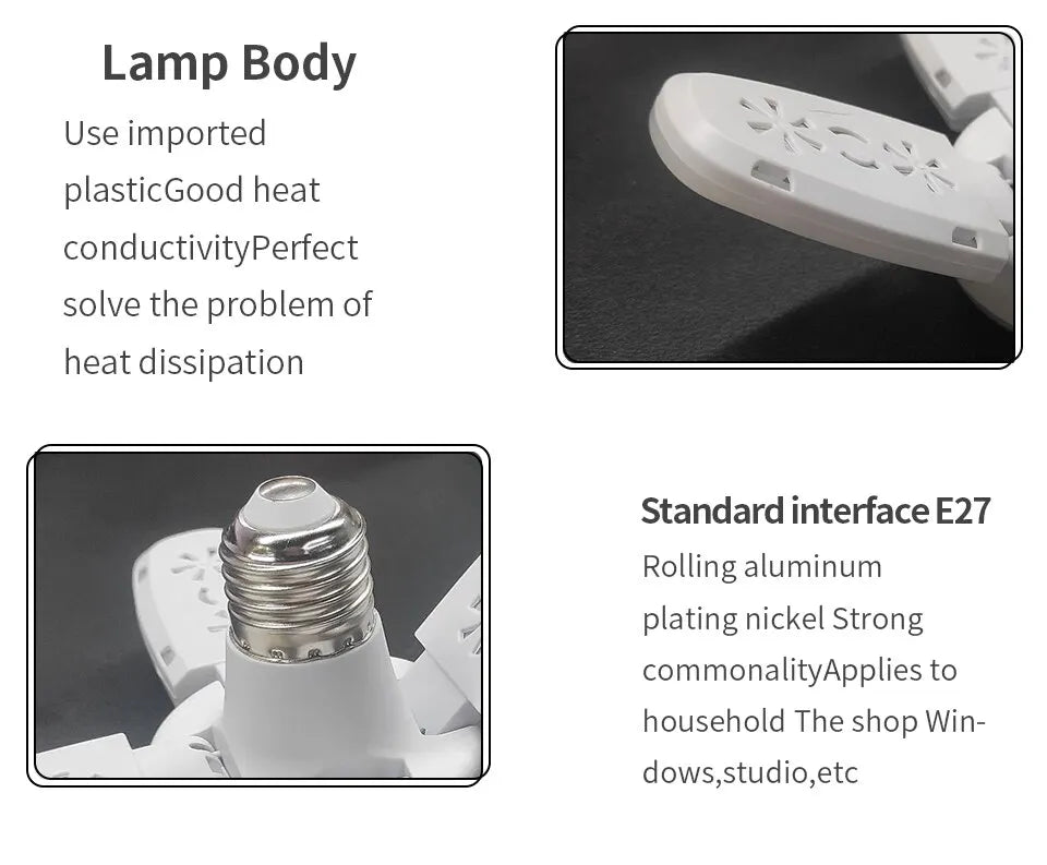 E27 Fan Shape LED Bulb AC220V 28W Foldable Led Light Bulb Lampada For Home Living Room Warehouse Garage Ceiling Light
