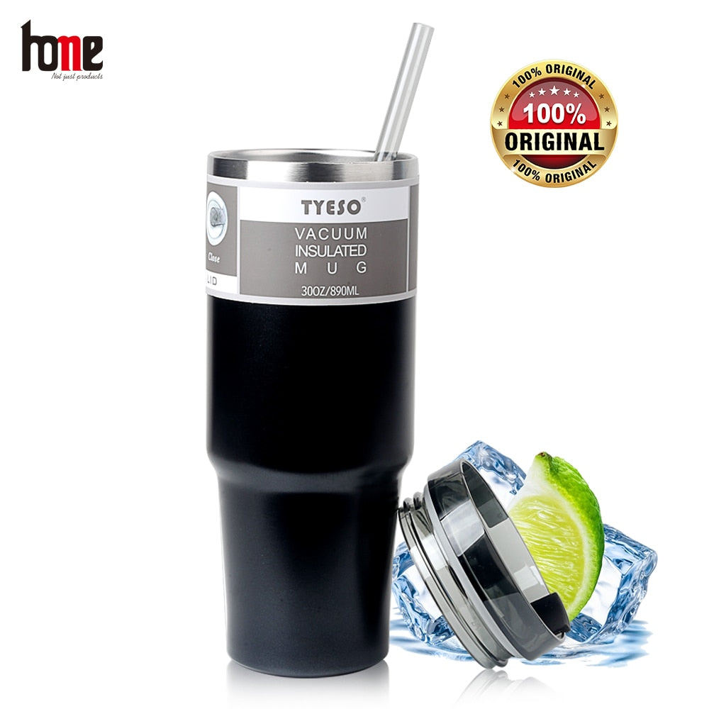 Thermal Cup Coffee Mug Stainless Steel Vacuum Flask Tumbler with Straw