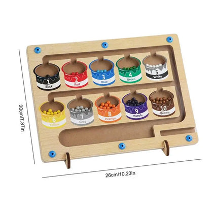 Wooden Magnetic Color Number Maze With 55 Beads - Color Game For Kids