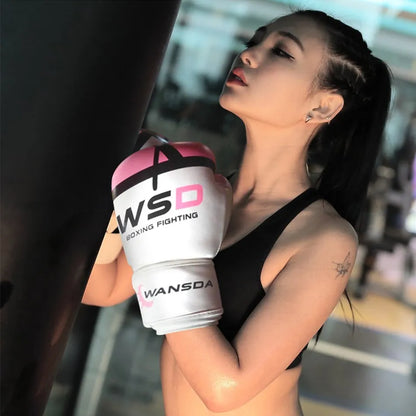 WOSWEIR Kick Boxing Gloves Men Women PU Karate Muay Thai Guantes De Boxeo Free Fight MMA Sanda Training Adults Kids Equipment