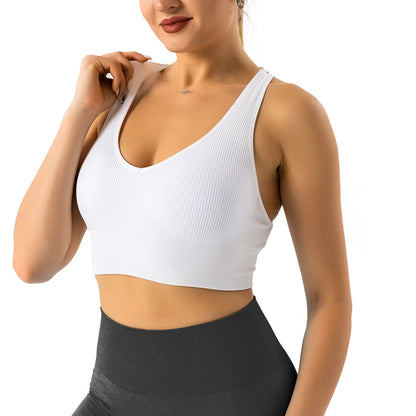 NVGTN Galaxy Ribbed Seamless Bra Spandex Top Woman Fitness Elastic Breathable Breast Enhancement Leisure Sports Underwear