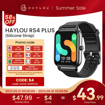 RS4 Plus Smartwatch Display 105 Sports Modes 10-day Battery Life