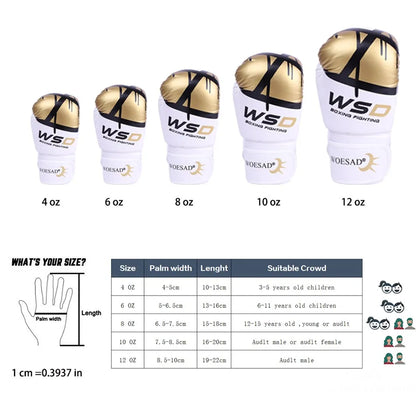 WOSWEIR Kick Boxing Gloves Men Women PU Karate Muay Thai Guantes De Boxeo Free Fight MMA Sanda Training Adults Kids Equipment