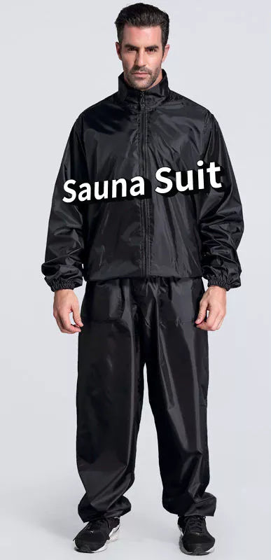 Heavy Duty Sauna Suit Men Fitness Weight Loss Sweat Exercise Gym Sets Anti-Rip Handsom Running Burning Grease Bodybuilding Black