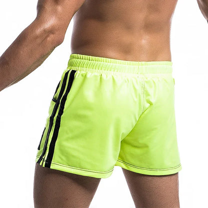 Men Casual Shorts PU Leather Quick Dry Swimwear Pocket Sports Gym Loose Running Trunks Swimming  Board Shorts Surffing Shorts