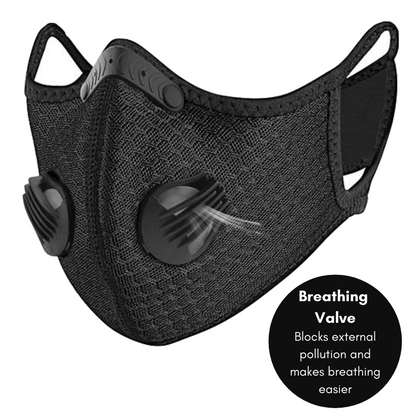 Performance Sports Face Mask with Activated Carbon Filter and Breathing Valves