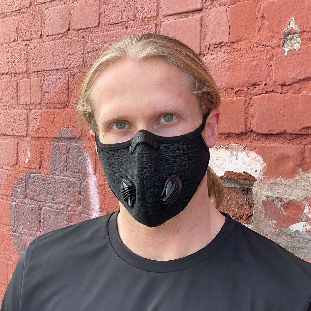 Performance Sports Face Mask with Activated Carbon Filter and Breathing Valves