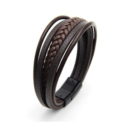 Trendy Genuine Leather Bracelets Men Stainless Steel Multilayer Braided Rope Bracelets for Male Female Bracelets Jewelry