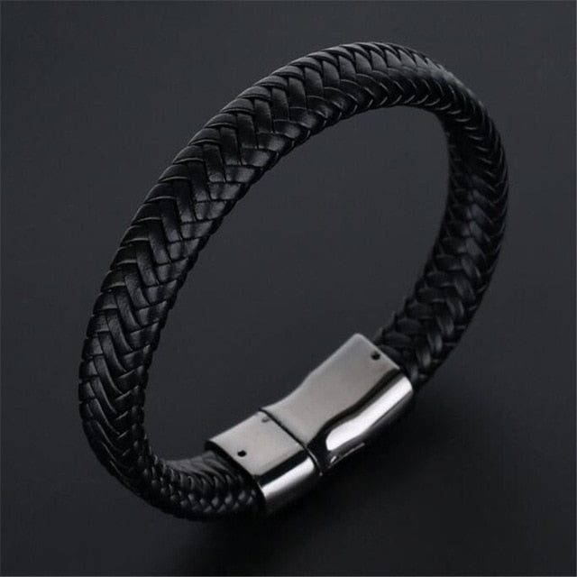 Trendy Genuine Leather Bracelets Men Stainless Steel Multilayer Braided Rope Bracelets for Male Female Bracelets Jewelry