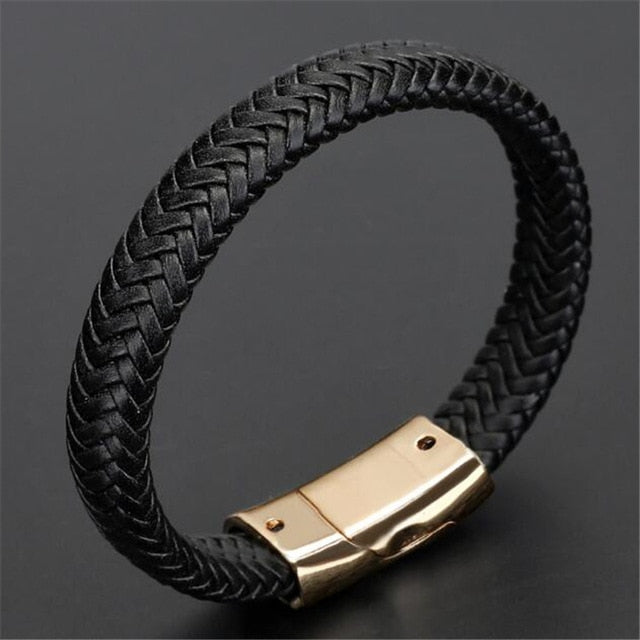 Trendy Genuine Leather Bracelets Men Stainless Steel Multilayer Braided Rope Bracelets for Male Female Bracelets Jewelry