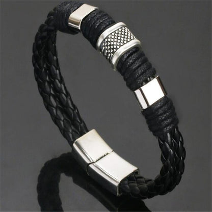 Trendy Genuine Leather Bracelets Men Stainless Steel Multilayer Braided Rope Bracelets for Male Female Bracelets Jewelry