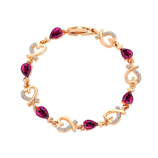 New 5 Colors Beautiful Bracelet for Women Colorful Austrian Crystal Fashion Heart Chain Bracelet For Female Gifts Wholesale 2021