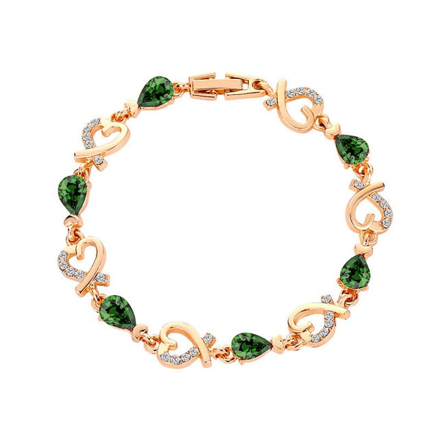 New 5 Colors Beautiful Bracelet for Women Colorful Austrian Crystal Fashion Heart Chain Bracelet For Female Gifts Wholesale 2021