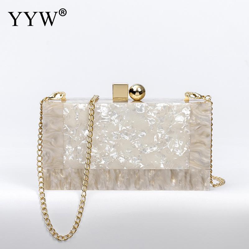 YYW Marbling white Acrylic Purse Box Clutch Luxury Handbags Women Bgas Designer Messenger Beach Travel Summer Acrylic Hand Bags