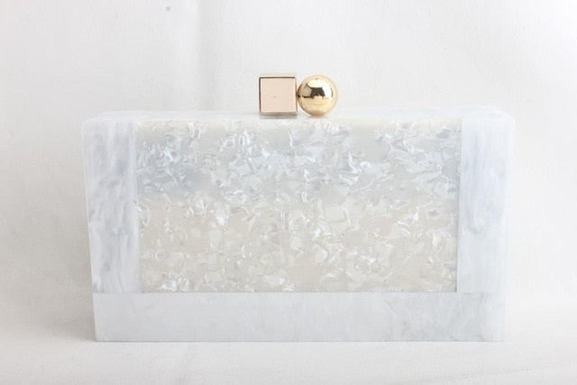 YYW Marbling white Acrylic Purse Box Clutch Luxury Handbags Women Bgas Designer Messenger Beach Travel Summer Acrylic Hand Bags