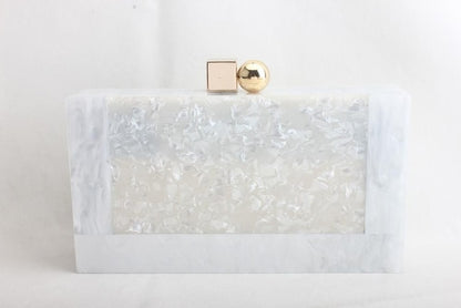 YYW Marbling white Acrylic Purse Box Clutch Luxury Handbags Women Bgas Designer Messenger Beach Travel Summer Acrylic Hand Bags