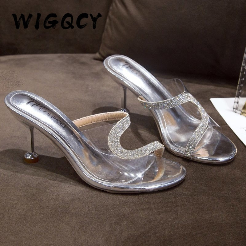 Transparent PVC Sandals Women Fashion Bling Clear Crystal Cup High Heel Stilettos Sexy Pumps Summer Shoes Peep Toe Women Pumps