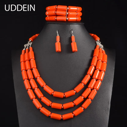 UDDEIN Nigerian Wedding Indian Jewelry Sets Bib Beads Necklace Earring Bracelet Sets Statement Collar African Beads Jewelry Set