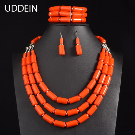 UDDEIN Nigerian Wedding Indian Jewelry Sets Bib Beads Necklace Earring Bracelet Sets Statement Collar African Beads Jewelry Set