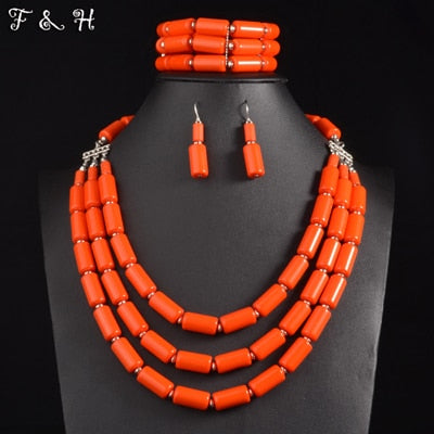 UDDEIN Nigerian Wedding Indian Jewelry Sets Bib Beads Necklace Earring Bracelet Sets Statement Collar African Beads Jewelry Set