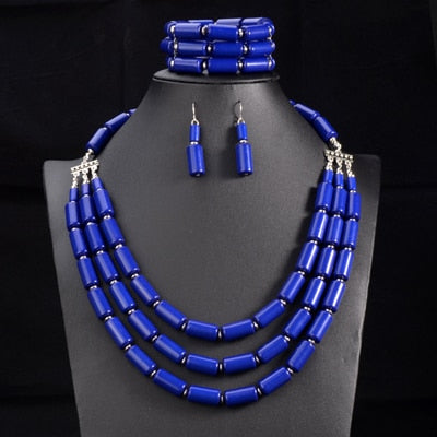 UDDEIN Nigerian Wedding Indian Jewelry Sets Bib Beads Necklace Earring Bracelet Sets Statement Collar African Beads Jewelry Set