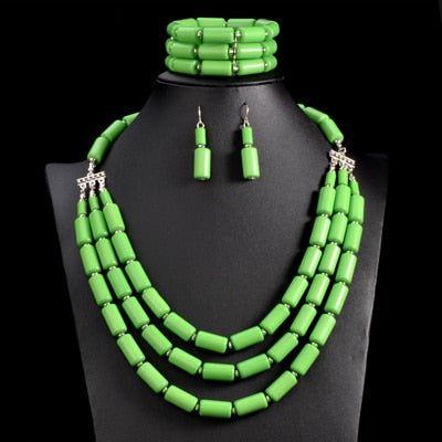 UDDEIN Nigerian Wedding Indian Jewelry Sets Bib Beads Necklace Earring Bracelet Sets Statement Collar African Beads Jewelry Set