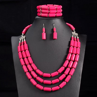 UDDEIN Nigerian Wedding Indian Jewelry Sets Bib Beads Necklace Earring Bracelet Sets Statement Collar African Beads Jewelry Set