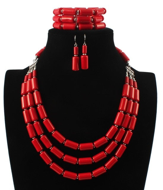 UDDEIN Nigerian Wedding Indian Jewelry Sets Bib Beads Necklace Earring Bracelet Sets Statement Collar African Beads Jewelry Set