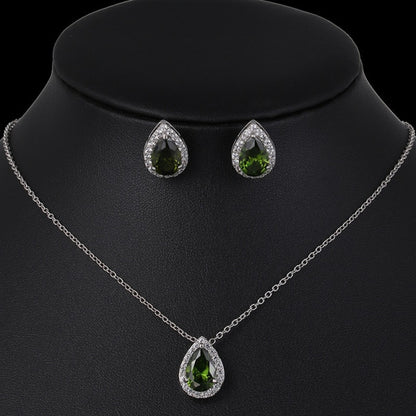 Nigerian Water Drop Cubic Zirconia Wedding Jewelry Sets inlay Luxury Crystal Bridal Jewelry Set Gifts For Bridesmaids AS099