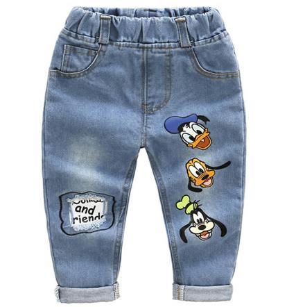 New Brand Kids Cartoon Dog Trousers Pant Girls Jeans Children Boys Hole Jeans Kids Fashion Denim Pants Baby Jean Infant Clothing