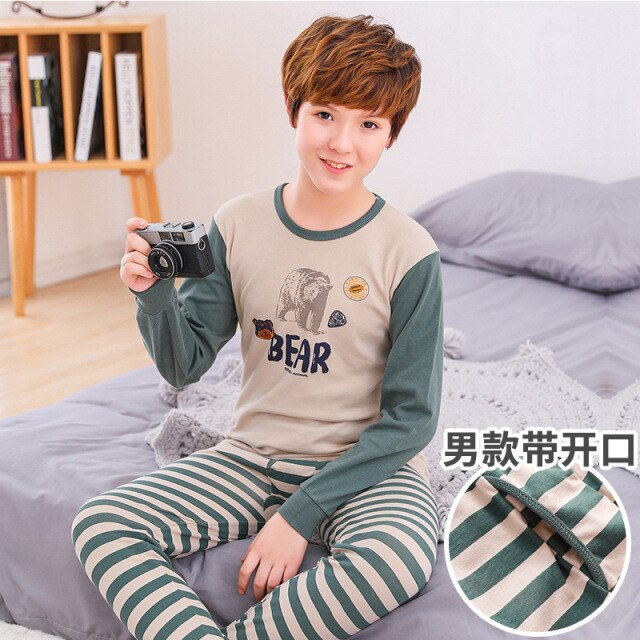 New Teens Clothes Kids Clothing Set Big Boy Girl Pajamas Sets Girls Boys Cotton Sleepwear Full Sleeve Pyjamas Kids Home Clothes